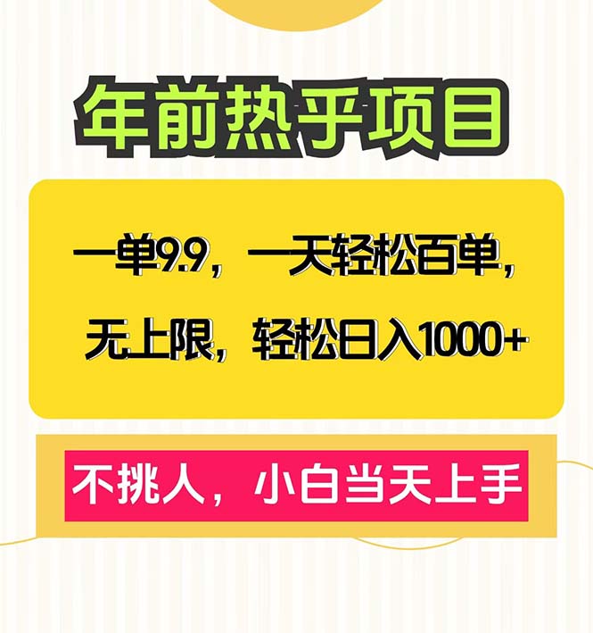 一单9.9，一天百单无上限，不挑人，小白当天上手，轻松日入1000+-爱我搜(25so)资源网