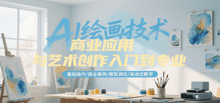 AI绘画技术商业应用与艺术创作入门到专业，基础操作/商业案例/模型调优/渐进式教学-爱我搜(25so)资源网