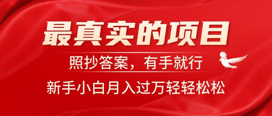 最真实的项目，照抄答案，有手就行，新手小白月入过万轻轻松松-爱我搜(25so)资源网