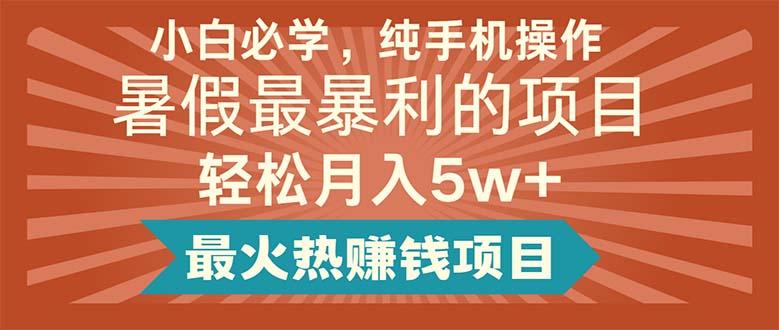 小白必学，纯手机操作，暑假最暴利的项目轻松月入5w+最火热赚钱项目-爱我搜(25so)资源网