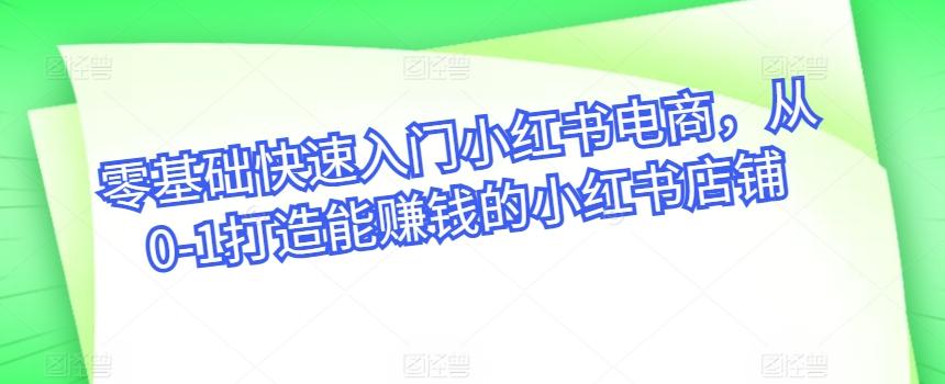 零基础快速入门小红书电商，从0-1打造能赚钱的小红书店铺-爱我搜(25so)资源网