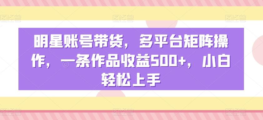 明星账号带货，多平台矩阵操作，一条作品收益500+，小白轻松上手【揭秘】-爱我搜(25so)资源网