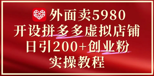 外面卖5980开设拼多多虚拟店铺：单日引流200+创业付费粉实战教程-爱我搜(25so)资源网