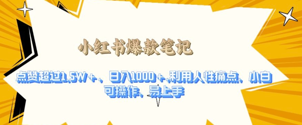 利用人性的痛点，打造爆款笔记，获得点赞超过1.5W+，日入1k【揭秘】-爱我搜(25so)资源网