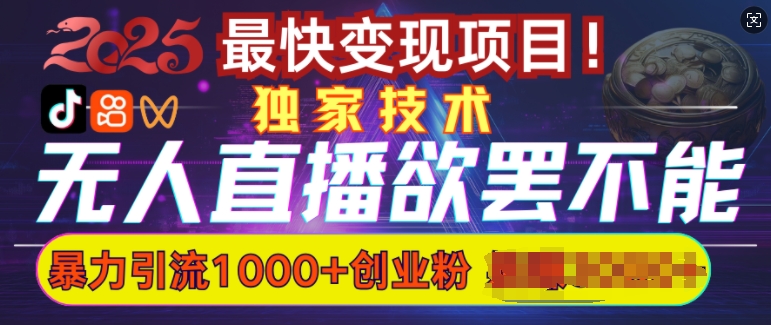 欲罢不能的无人直播引流，超暴力日引流1000+高质量精准创业粉-爱我搜(25so)资源网