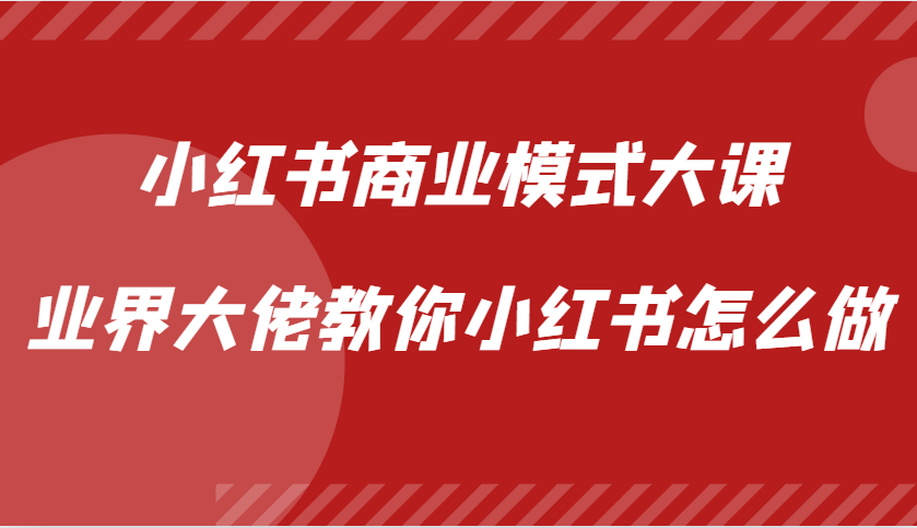 小红书商业模式大课，业界大佬教你小红书怎么做【视频课】-爱我搜(25so)资源网