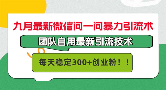 九月最新微信问一问暴力引流术，团队自用引流术，每天稳定300+创…-爱我搜(25so)资源网