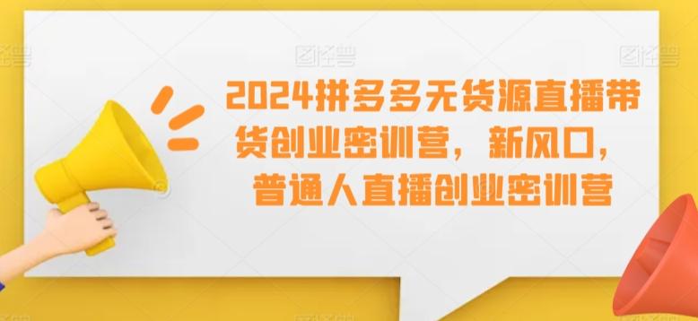 2024拼多多无货源直播带货创业密训营，新风口，普通人直播创业密训营-爱我搜(25so)资源网