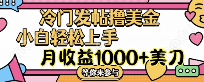 冷门发帖撸美金项目，月收益1000+美金，简单无脑，干就完了【揭秘】-爱我搜(25so)资源网