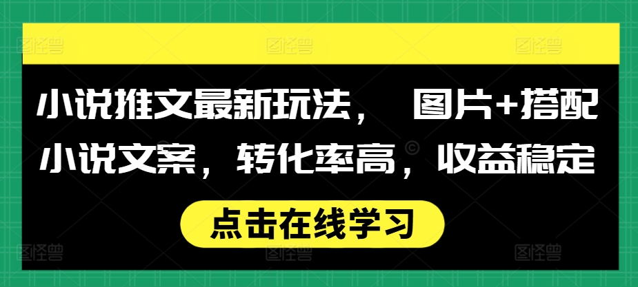 小说推文最新玩法， 图片+搭配小说文案，转化率高，收益稳定-爱我搜(25so)资源网