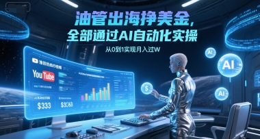 油管出海挣美金，全部通过AI自动化实操，从0到1实现月入过W-爱我搜(25so)资源网