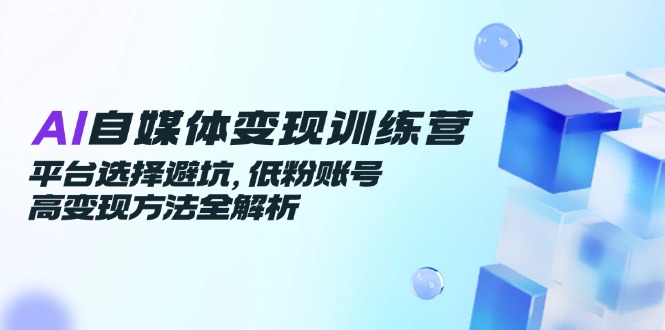 AI自媒体变现训练营，平台选择避坑，低粉账号高变现方法全解析-爱我搜(25so)资源网
