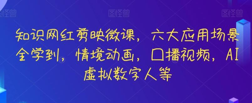 知识网红剪映微课，六大应用场景全学到，情境动画，囗播视频，AI虚拟数字人等-爱我搜(25so)资源网