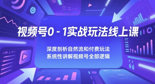 视频号0-1实战玩法线上课，深度剖析自然流和付费玩法，统性讲解视频号全部逻辑-爱我搜(25so)资源网