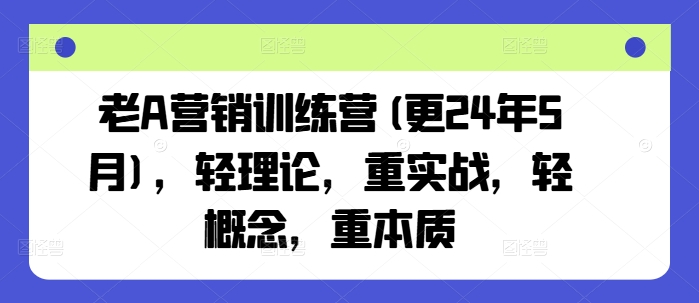 老A营销训练营(更24年10月)，轻理论，重实战，轻概念，重本质-爱我搜(25so)资源网