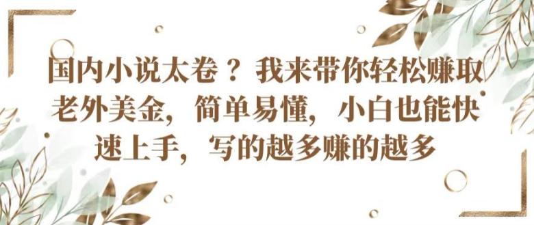 国内小说太卷 ?带你轻松赚取老外美金，简单易懂，小白也能快速上手，写的越多赚的越多【揭秘】-爱我搜(25so)资源网
