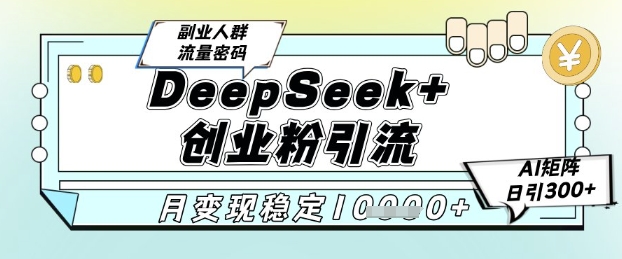 DeepSeek+创业粉精准引流，全新分享课4.0玩法，AI矩阵日引300+，多种变现方式，稳定月入1W-爱我搜(25so)资源网