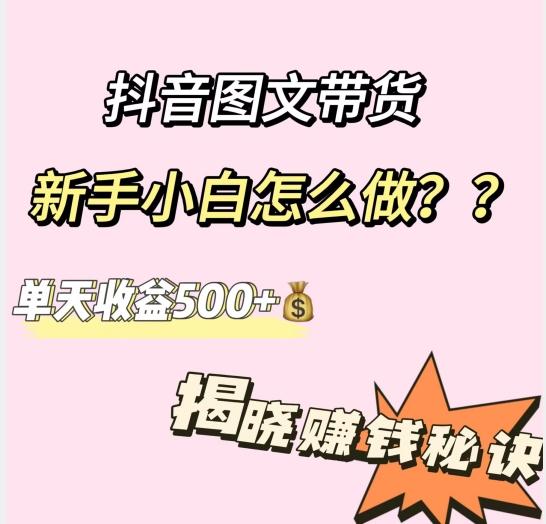 抖音图文带货，新手小白怎么做？单天收益500+【揭秘赚钱秘诀】-爱我搜(25so)资源网