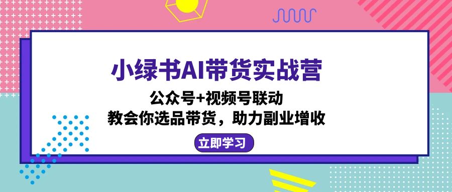 小绿书AI带货实战营：公众号+视频号联动，教会你选品带货，助力副业增收-爱我搜(25so)资源网