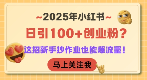 2025年小红书日引100+创业粉？这招新手抄作业也能爆流量！-爱我搜(25so)资源网