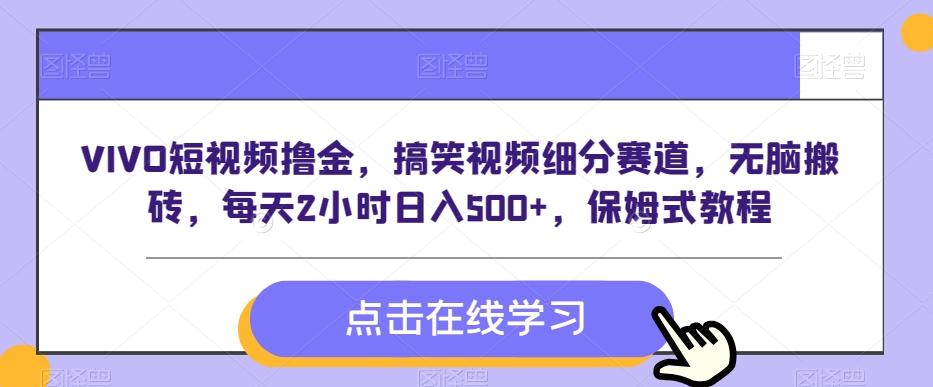 VIVO短视频撸金，搞笑视频细分赛道，无脑搬砖，每天2小时日入500+，保姆式教程-爱我搜(25so)资源网