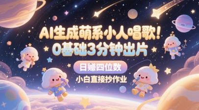 AI生成萌系小人唱歌，0基础3分钟出片，28个作品涨粉8.9W，单条最高19W赞，日入四位数，小白直接抄作业-爱我搜(25so)资源网