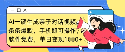AI一键生成亲子对话视频，条条爆款，一部手机即可操作，单日变现数张-爱我搜(25so)资源网