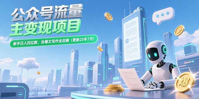 公众号流量主变现项目，新手日入四位数，含爆文写作全攻略(更新25年7月-爱我搜(25so)资源网