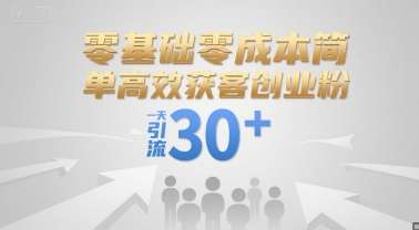 零基础零成本简单高效获客创业粉，一天引流30+-爱我搜(25so)资源网