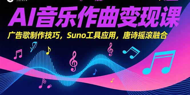 AI音乐作曲变现课，广告歌制作技巧，Suno工具应用，唐诗摇滚融合-爱我搜(25so)资源网