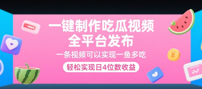一键制作吃瓜视频，全平台发布，一条视频可以实现一鱼多吃，轻松实现日4位数收益【揭秘】-爱我搜(25so)资源网