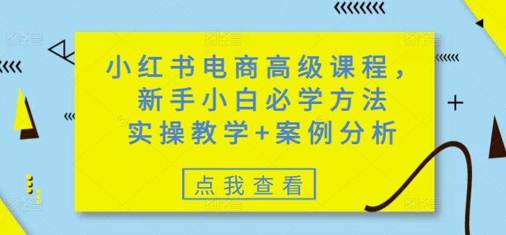 小红书电商高级课程，新手小白必学方法，实操教学+案例分析-爱我搜(25so)资源网