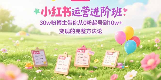 小红书运营进阶班：30w粉博主带你从0粉起号到10w+变现的完整方法论-爱我搜(25so)资源网