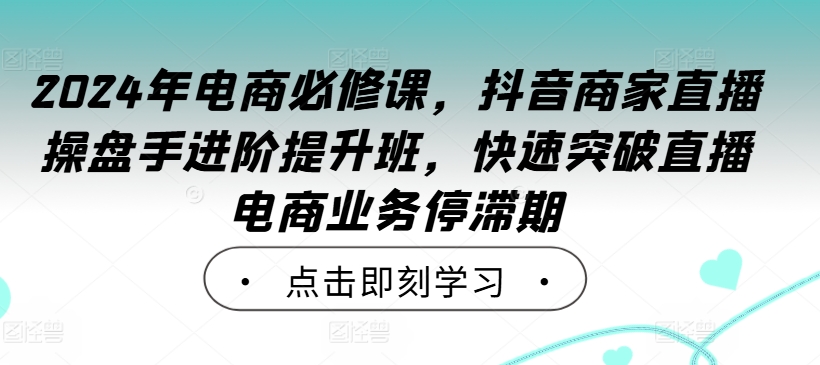 2024年电商必修课，抖音商家直播操盘手进阶提升班，快速突破直播电商业务停滞期-爱我搜(25so)资源网