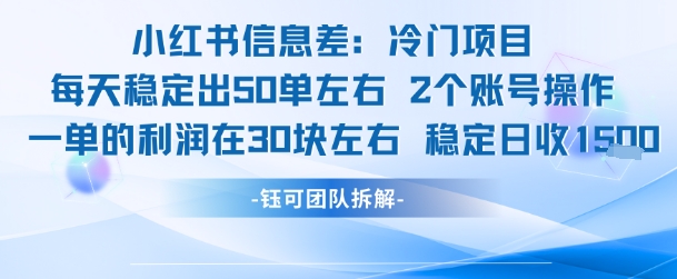 小红书信息差冷门项目一单利润30块每天稳定1.5k左右2个账号操作-爱我搜(25so)资源网