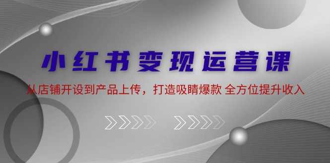 小红书变现运营课：从店铺开设到产品上传，打造吸睛爆款 全方位提升收入-爱我搜(25so)资源网
