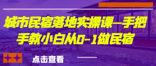 城市民宿落地实操课—手把手教小白从0-1做民宿-爱我搜(25so)资源网