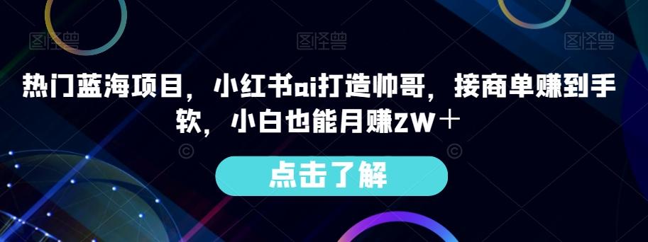 热门蓝海项目，小红书ai打造帅哥，接商单赚到手软，小白也能月赚2W＋-爱我搜(25so)资源网