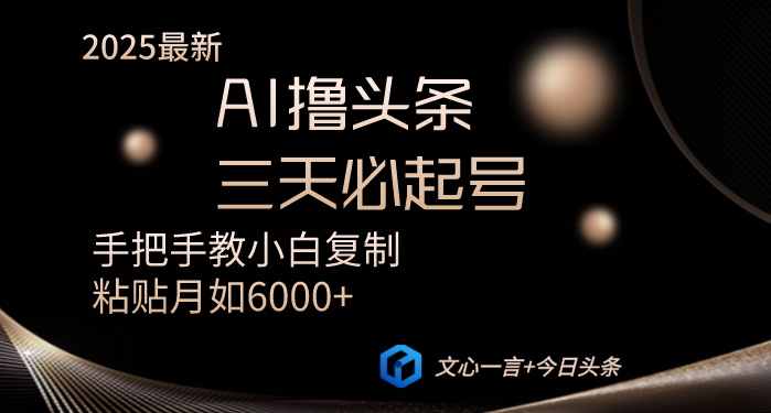 AI撸头条三天必起号手把手教小白复制粘贴月入6000+教程-爱我搜(25so)资源网