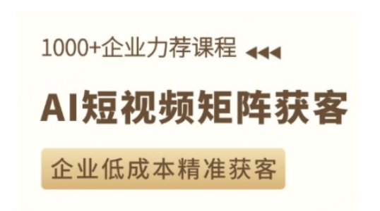 AI短视频矩阵获客实操课，企业低成本精准获客-爱我搜(25so)资源网