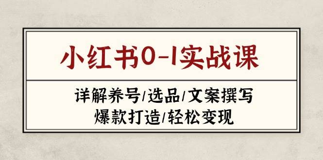 小红书0-1实战课(2023-2025)，详解养号/选品/文案撰写/爆款打造/轻松变现-爱我搜(25so)资源网
