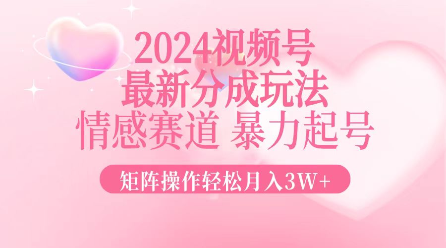 2024最新视频号分成玩法，情感赛道，暴力起号，矩阵操作轻松月入3W+-爱我搜(25so)资源网