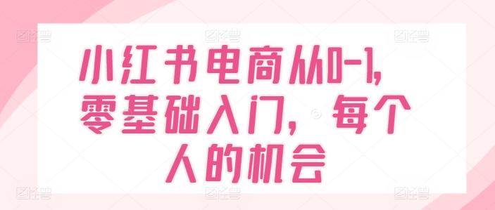 小红书电商从0-1，零基础入门，每个人的机会-爱我搜(25so)资源网