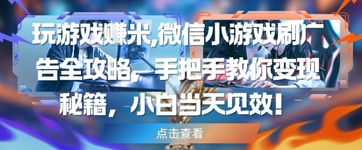 玩游戏挣米，微信小游戏刷广告全攻略，手把手教你变现秘籍，小白当天见效-爱我搜(25so)资源网