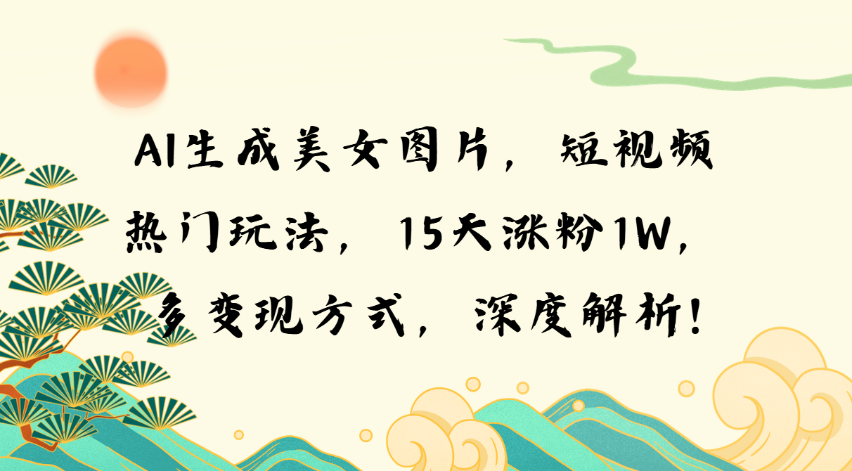 AI生成美女图片，短视频热门玩法，15天涨粉1W，多变现方式，深度解析!-爱我搜(25so)资源网