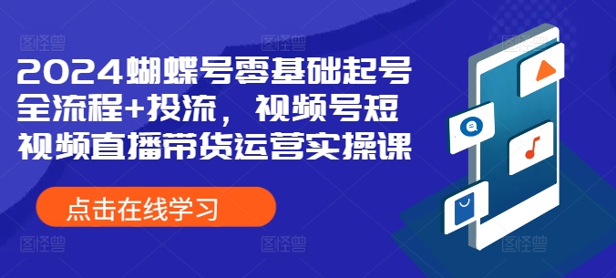 2024蝴蝶号零基础起号全流程+投流，视频号短视频直播带货运营实操课-爱我搜(25so)资源网