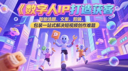 数字人IP打造获客变现实操课，智能选题、文案、剪辑、包装一站式解决短视频创作难题-爱我搜(25so)资源网