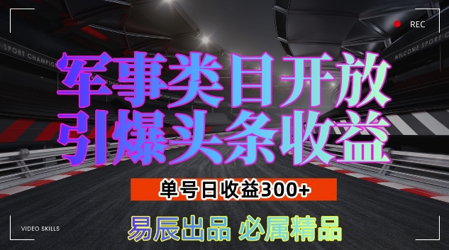 军事类目开放引爆头条收益，单号日入3张，新手也能轻松实现收益暴涨【揭秘】-爱我搜(25so)资源网