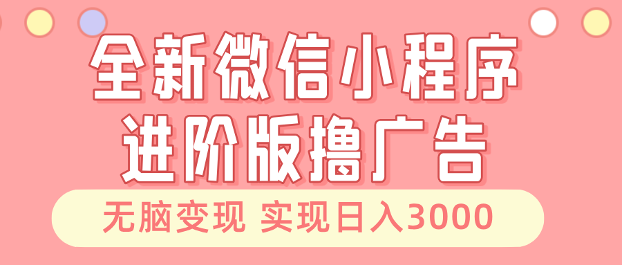 全新微信小程序进阶版撸广告 无脑变现睡后也有收入 日入3000＋-爱我搜(25so)资源网