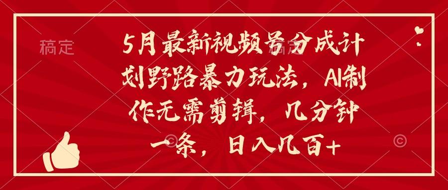 5月最新视频号分成计划野路暴力玩法，ai制作，无需剪辑。几分钟一条，…-爱我搜(25so)资源网